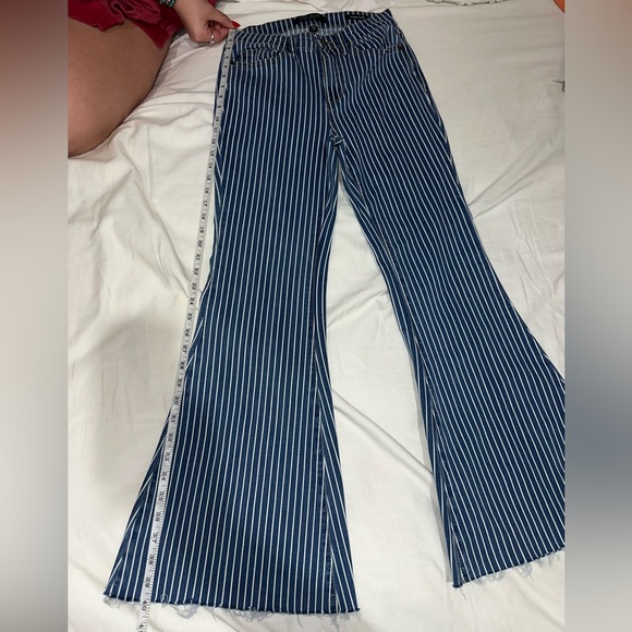 Judy Blue Denim - Judy Blue Navy and White Striped Flare Pants